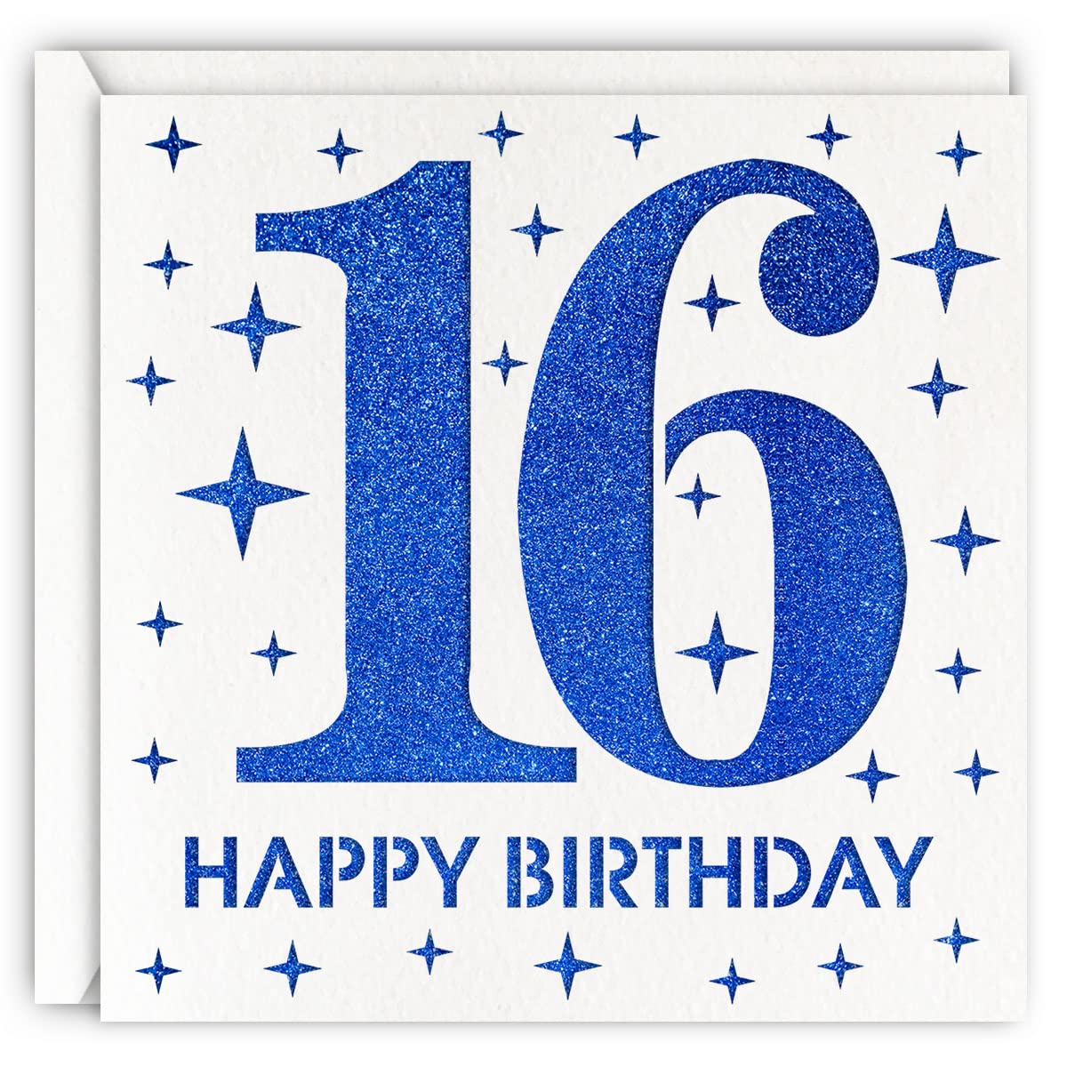 お誕生日カード Amazon.com : MAGJUCHE Blue 16th Birthday Card, Laser Cut
